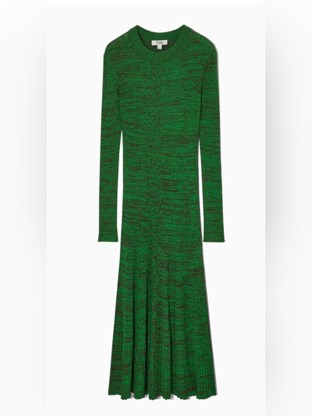 COS Green Long-Sleeve Ribbed Maxi Dress size L